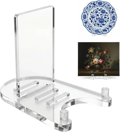 Miniatura 9 de Caballete acrílico, soporte de placa para exhibición, soporte de exhibición transparente ajustable para platos de 7 a 12 pulgadas, libro, tarjeta