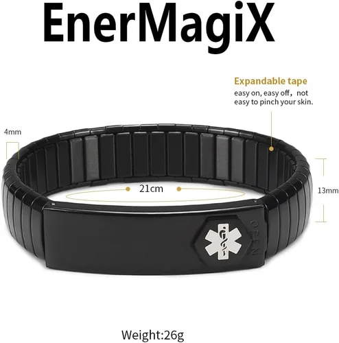 Miniatura 12 de Pulsera de alerta médica para hombres y mujeres, pulsera de identificación médica ajustable ajustable de acero inoxidable para diabetes, alergias