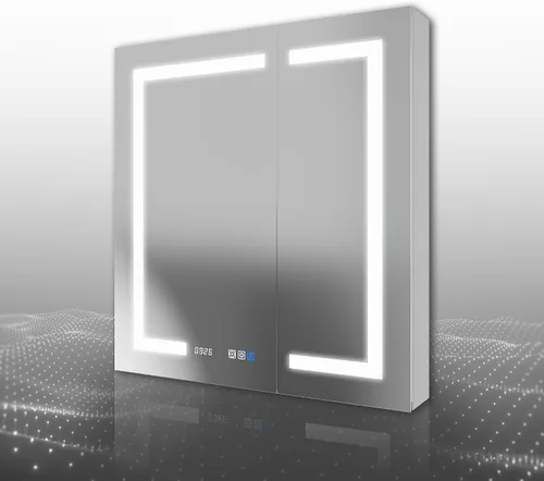 Miniatura 10 de Botiquín iluminado de 24 x 32 pulgadas, botiquín empotrado o de superficie, pantalla de temperatura del reloj y habitación, desempañado, atenuación