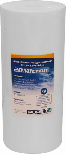 PureT BVB0987020 - Filtro de sedimentos de agua de 10 x 4.5 pulgadas, certificado NSF, filtro de polietileno hilado que elimina sedimentos y otros
