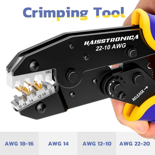 Miniatura 3 de haisstronica Pelacables y herramienta de prensado, herramienta de pelacables automático AWG 24-10 con crimpadora de cables de trinquete AWG 22-10