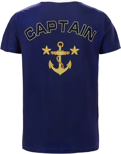 Miniatura 2 de Funny World Disfraz de capitán para hombre, camiseta de manga corta, diseño de yate