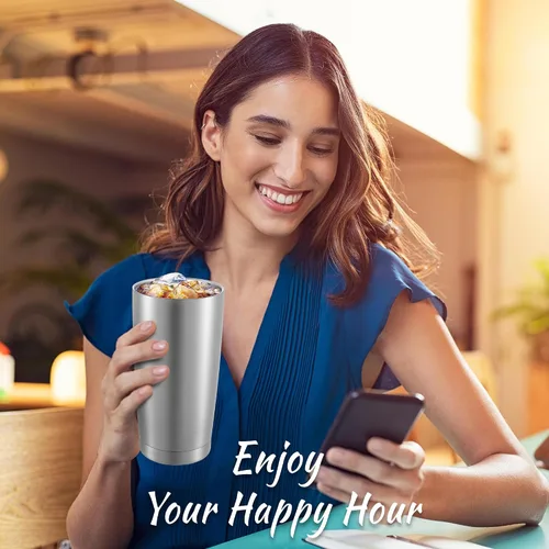 Miniatura 7 de Vasos Térmicos de 20 oz Paquete de Acero Inoxidable con Tapa de Doble Pared con Aislamiento al Vacío Taza de Café de 20oz con Recubrimiento en Polvo