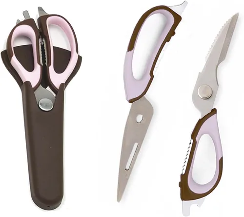 Miniatura 11 de Tijeras de cocina, tijeras profesionales resistentes de acero inoxidable multiusos con tapa, tijeras de cocina afiladas resistentes para verduras