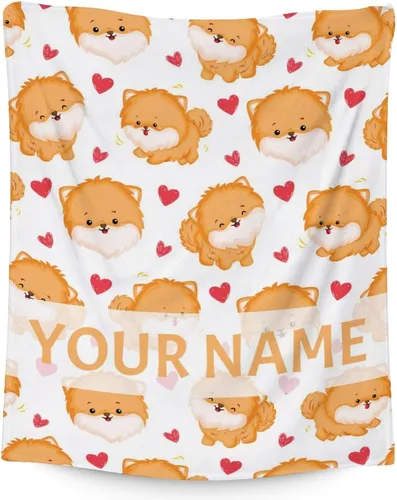 Miniatura 12 de Manta de Pomerania para niñas, tamaño de regazo de 30 x 40 pulgadas, manta de felpa suave y mullida, manta rosa para perro para sala de estar