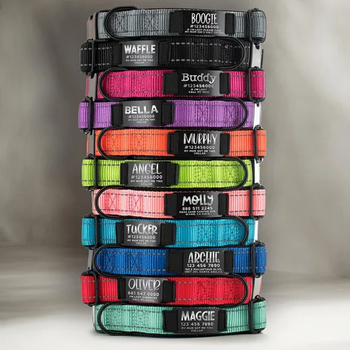 Miniatura 4 de ACTUALIZADO - Collares de perro personalizados y placa de identificación grabada, collar de perro de nailon reflectante, personalizable en 11