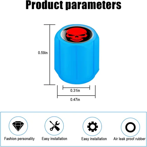 Miniatura 2 de 12 piezas de tapones fluorescentes con forma de calavera para válvulas de neumáticos de automóvil, cubierta de válvula de rueda de ABS resistente a