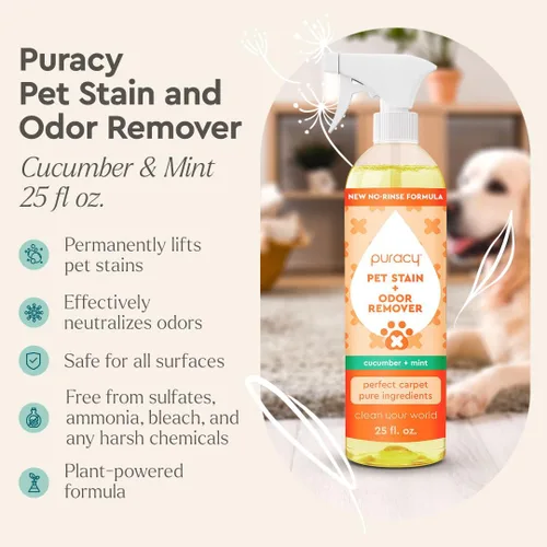 Miniatura 3 de Puracy Eliminador de manchas y olores de mascotas de platino natural, eliminador profesional de olores de orina de mascotas con enzimas naturales