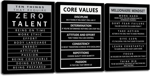 Miniatura 50 de Arte de Pared Motivacional 40 Razones para Entrenar 3 Piezas Pintura Impresión en Lienzo Decoración de Oficina Póster Mentalidad Millonaria