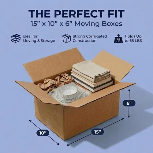Miniatura 2 de BOX USA Cajas de cartón corrugado de 15 x 10 x 6, medianas de 15 pulgadas de largo x 10 pulgadas de ancho x 6 pulgadas de alto, paquete de 25