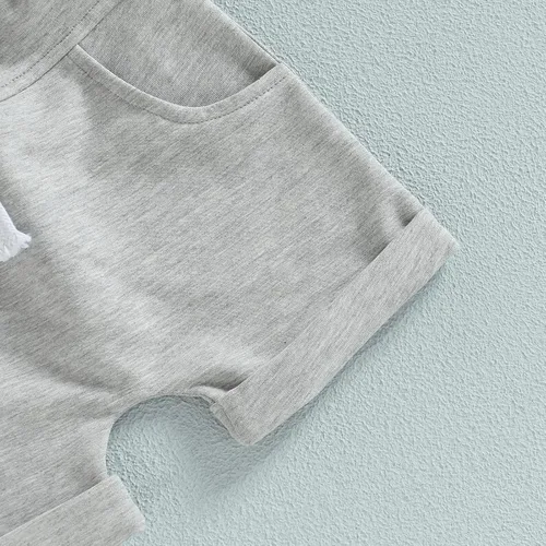 Miniatura 20 de Conjunto de ropa de verano para bebé niño y niño, diseño a cuadros, manga corta, sudadera con capucha y pantalones cortos casuales