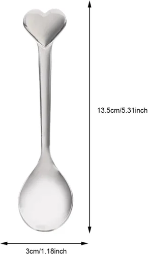 Miniatura 7 de Cucharas Cucharas de café con forma de corazón, cuchara de postre de acero inoxidable, cucharas de helado, cucharas de té, cucharas de amor