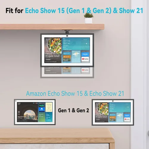 Miniatura 7 de Soporte para debajo del gabinete de cocina compatible con Echo Show 15, altura ajustable, soporte giratorio de inclinación giratoria, hacia adelante
