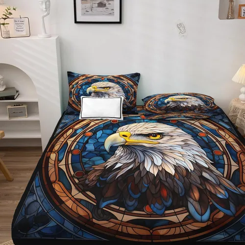 Miniatura 3 de Bald Eagle Sábanas tamaño individual – Sábanas de cama de pájaros, microfibra suave, bolsillo profundo, sábanas y fundas de almohada estampadas sin