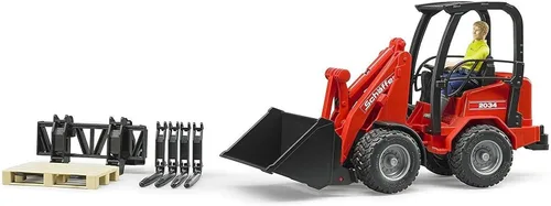 Miniatura 3 de Bruder Schaeffer Compact Loader 2034 - Vehículo de granja y construcción para juego de simulación realista, caja de arena o diversión al aire libre