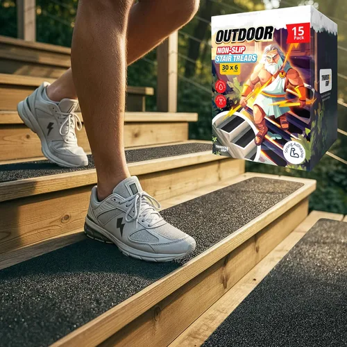 Miniatura 14 de Thunder Grip Peldaños de escalera para exteriores, antideslizantes, 24 x 4 pulgadas, paquete de 8 cintas de agarre exterior resistentes a