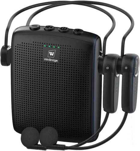 Mini amplificador de voz inalámbrico personal con 2 micrófonos Bluetooth, sistema de altavoces PA recargable de 15 W para profesores, entrenadores y