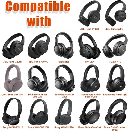 Miniatura 3 de Funda para auriculares compatible con Soundcore by Anker Q20i/JBL Tune 510BT 720BT 520BT 770NC/Sony WH-CH520 WH-CH720N/BERIBES/KVIDIO Auriculares