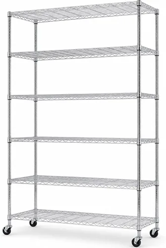 Miniatura 15 de Estantería de 3 niveles, estantería pequeña ajustable para armario, estantes de almacenamiento de cocina con ruedas, organizador de alambre de acero