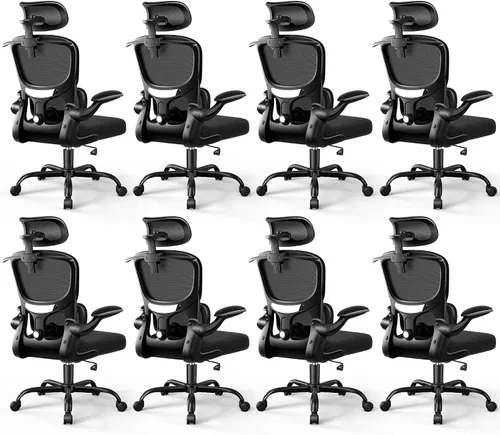Miniatura 10 de ALLGOD Silla de oficina ergonómica, silla de escritorio de malla con soporte lumbar, silla de oficina en casa con respaldo alto con reposacabezas