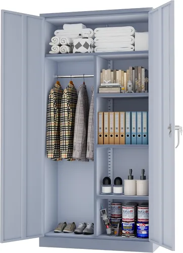 Miniatura 17 de INTERGREAT Armario de almacenamiento de metal con cerradura, gabinete de almacenamiento de metal con cerradura de 72 pulgadas de alto con puertas
