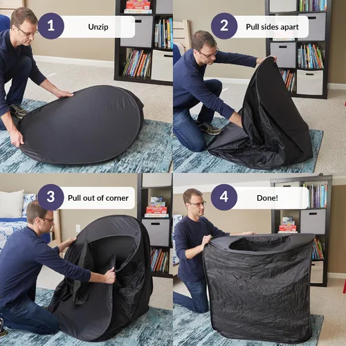 Miniatura 6 de Tienda de Juego Sensorial Escondite Tranquilo para Niños Den Sensorial Desmontable Oscurecimiento Tienda para Interiores Fácil