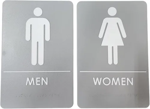 Miniatura 17 de Hecho en EE.UU. - Letreros de Baños para Hombres y Mujeres Compatibles con ADA, Señales de Puertas de Baño para Oficinas, Negocios y Restaurantes