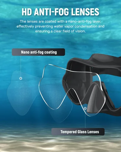 Miniatura 3 de W WSTOO Máscara de esnórquel antivaho antifugas, máscara de buceo panorámica, máscara de natación inastillable de vidrio templado, gafas de natación