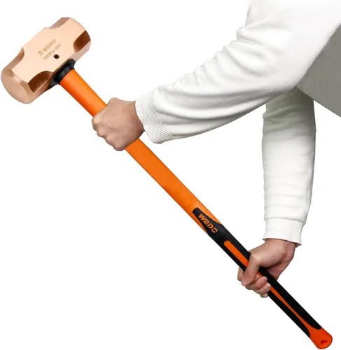Miniatura 16 de WEDO Juego de martillo de trineo de cobre de 3 piezas, 3 lb+4 lb+5 libras, mango de fibra de vidrio, forja, resistente a la corrosión, estándar DIN