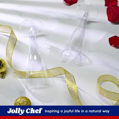 Miniatura 5 de JOLLY CHEF Paquete de 100 copas de champán de plástico desechables de 4.5 onzas, copas de champán de plástico transparente adecuadas para bodas, día