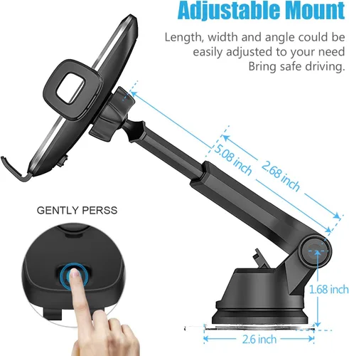 Miniatura 7 de Soporte de teléfono para tu coche – Soporte de teléfono para tablero y parabrisas con rotación de 60°, fuerte ventosa de doble bloqueo, abrazadera
