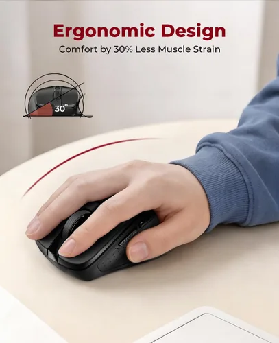 Miniatura 3 de Redragon Mouse inalámbrico BT5.0/3.0 y 2.4G, 6 botones, ratón Bluetooth de 4000 DPI de 5 niveles, batería de 18 meses, ratones ópticos portátiles