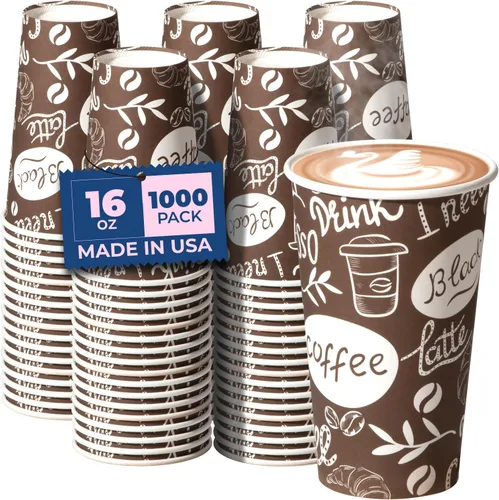 Miniatura 12 de Fit Meal Prep Tazas de café de 8 onzas, 500 unidades, taza caliente a prueba de fugas, taza de café de papel desechable a granel para bebidas