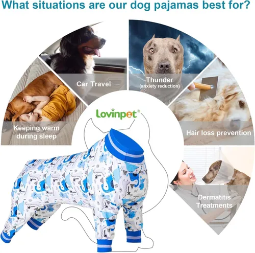Miniatura 4 de LovinPet Trajes para perros XL y grandes, camiseta interior para perros grandes, tela elástica ligera, estampado abstracto de dinosaurio, camiseta
