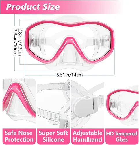 Miniatura 4 de Gafas de natación para niños con cubierta para la nariz, máscara de buceo de esnórquel para niños y niñas de 5 a 15 años, gafas de natación antivaho