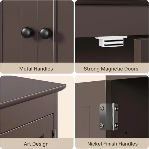 Miniatura 7 de Bealife - Gabinete de baño montado en la pared con barra para toallas y estantes ajustables, gabinete de almacenamiento sobre el inodoro, gabinete