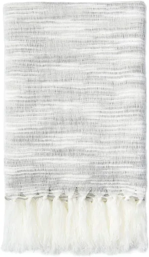 Miniatura 9 de Hofdeco Manta decorativa moderna con flecos para sofá y sofá, 50 x 60 pulgadas, textura elevada, gris oscuro y blanco