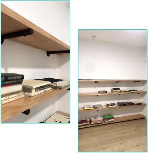 Miniatura 7 de Soporte de tubo de hierro flotante oculto, soporte de estante de tubo redondo de pared, soportes para estanterías de bricolaje, resistencia de 88