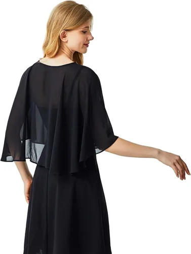 Miniatura 3 de Ciormis Chiffon Capelets Cape Soft Shrug Shawl Wrap for Women Wedding Evening Dress Cover Up