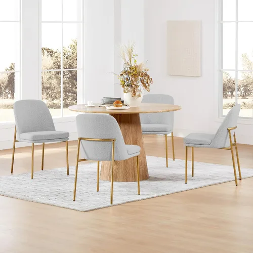 Miniatura 11 de CHITA Juego de 2 sillas de comedor modernas, sillas de comedor de metal con certificación FSC para comedor, color gris claro