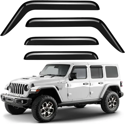 Miniatura 21 de Deflectores de ventana tintados ahumados con cinta adhesiva para ventana lateral, deflectores de lluvia compatibles con Ram 2009-2018 1500 Crew Cab