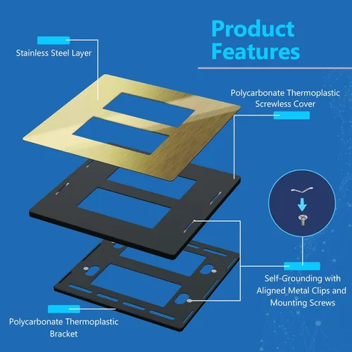 Miniatura 5 de LIDER Placa de pared metálica doble decorativa, resistente a la temperatura y a los impactos, acero inoxidable 201, cubierta sin tornillos, Cobrizo