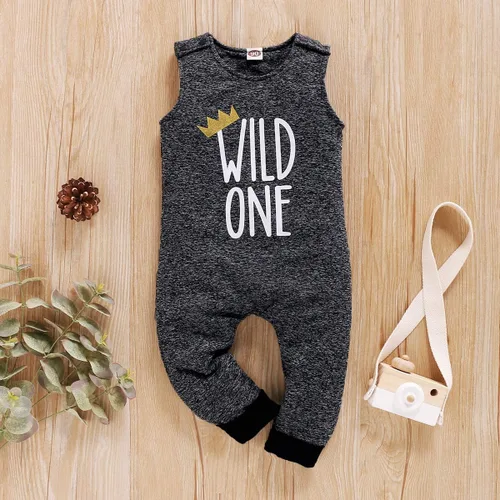 Miniatura 2 de Wild One - Mameluco para bebé niño de 1er cumpleaños con botones de color liso, overol de una pieza