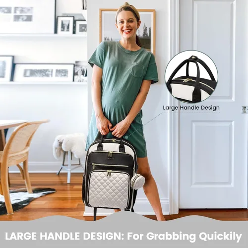 Miniatura 9 de LOVEVOOK Bolsa de pañales para bebé, mochila impermeable para pañales con puerto de carga USB para bebé, gran capacidad para laptop de 15.6