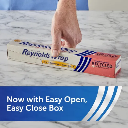 Miniatura 8 de Reynolds Wrap Papel de aluminio reciclado, Rollo de papel de aluminio reciclado, hecho de materiales 100% reciclados, con pestaña de apertura