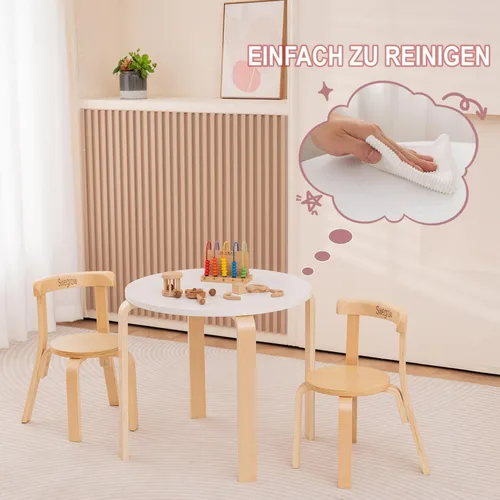 Miniatura 6 de Swegrow Juego de mesa y 2 sillas para niños, mesa y sillas de madera para niños y bebés, muebles de madera para niños para sala