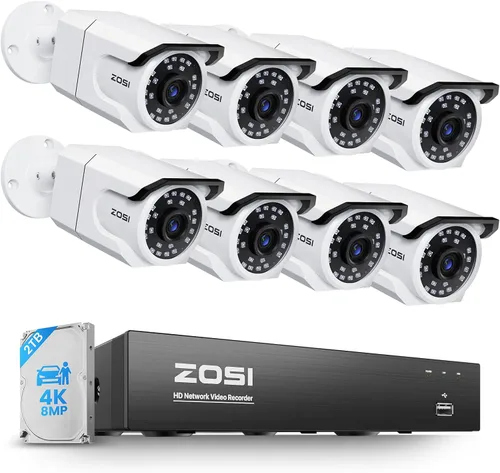 Miniatura 10 de ZOSI 4K PoE Sistema de cámaras de seguridad, 4 piezas 8MP Cámaras Bullet para interior y exterior con detección de personas y vehículos, conteo