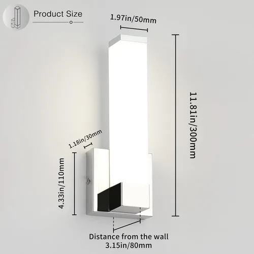 Miniatura 6 de Lámparas de pared cromadas para dormitorio Iluminación LED moderna para interiores Apliques de pasillo Luz de esquina de 30 cm de altura 12W 4000K