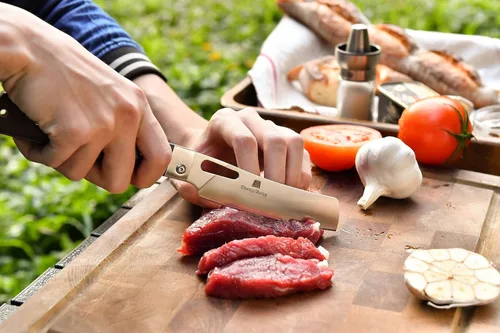 Miniatura 6 de ZhengSheng Cuchillo de Chef Plegable 4.8" Hoja de Acero Inoxidable 440A Afilada Mango de Madera Cuchillo de Cocina Plegable de Bolsillo Estilo #2