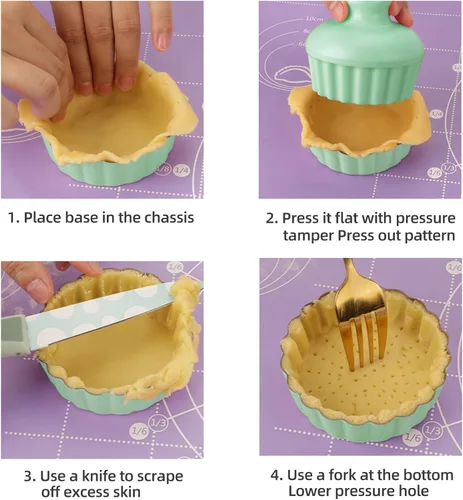 Miniatura 5 de Juego de mini sartenes para tartas, 6 sartenes de 3.6 pulgadas con parte inferior extraíble y manipulador de tartas, sartén extra profunda de 1